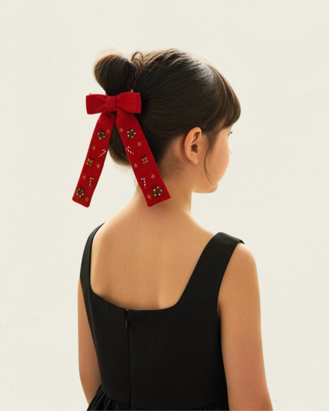 Yılbaşı Nakışlı Kırmızı Fiyonk Toka