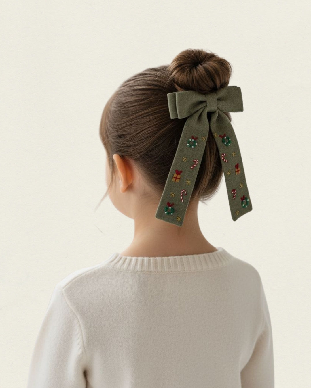 Yılbaşı Nakışlı Yeşil Fiyonk Toka