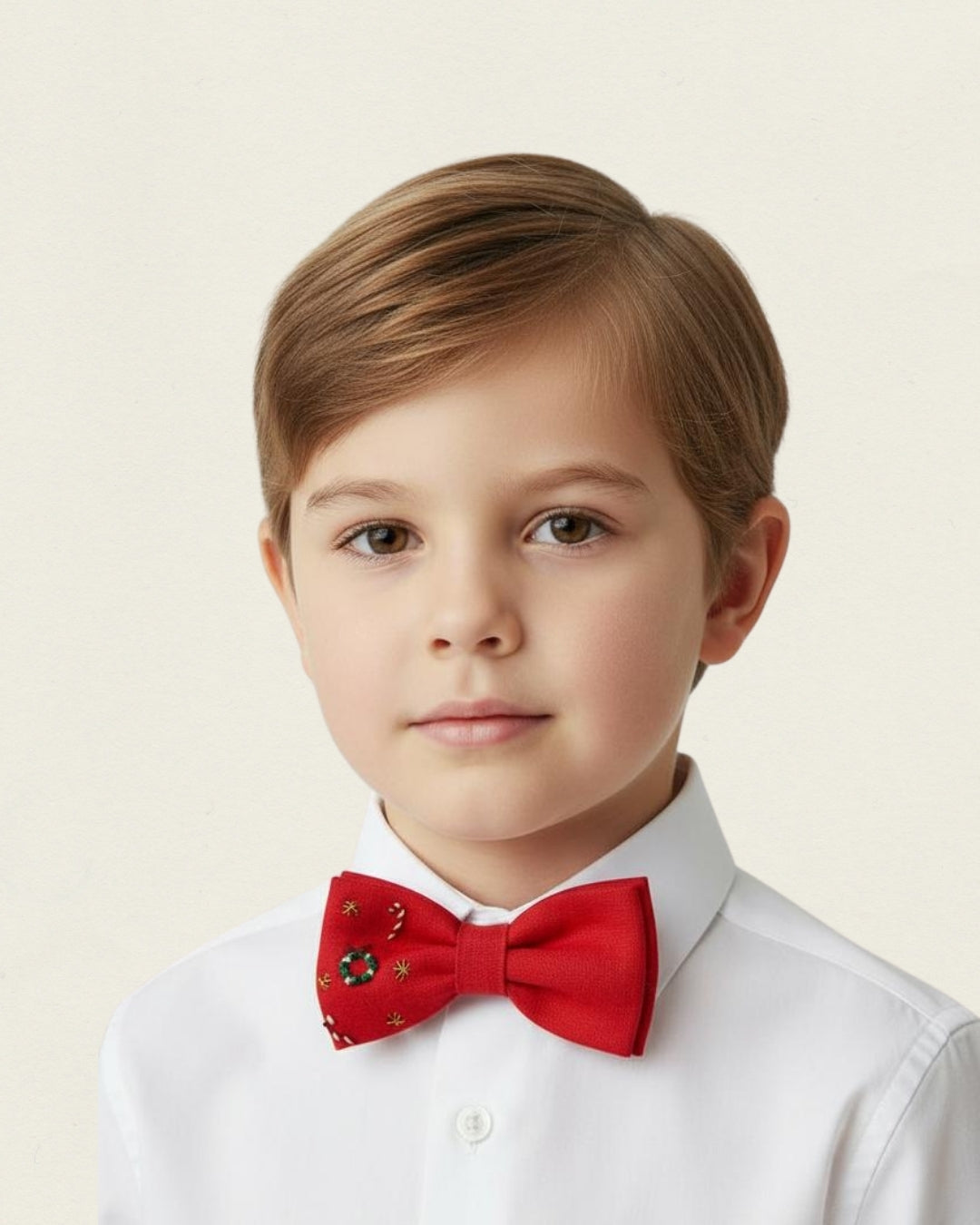 Yılbaşı Nakışlı Kırmızı Çocuk Papyonu