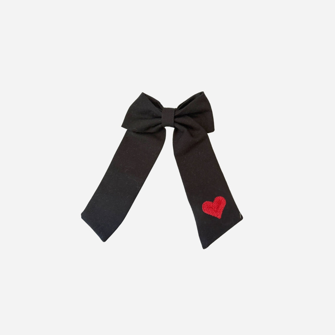 Kalp Nakışlı Siyah Anne-Kız Tokası