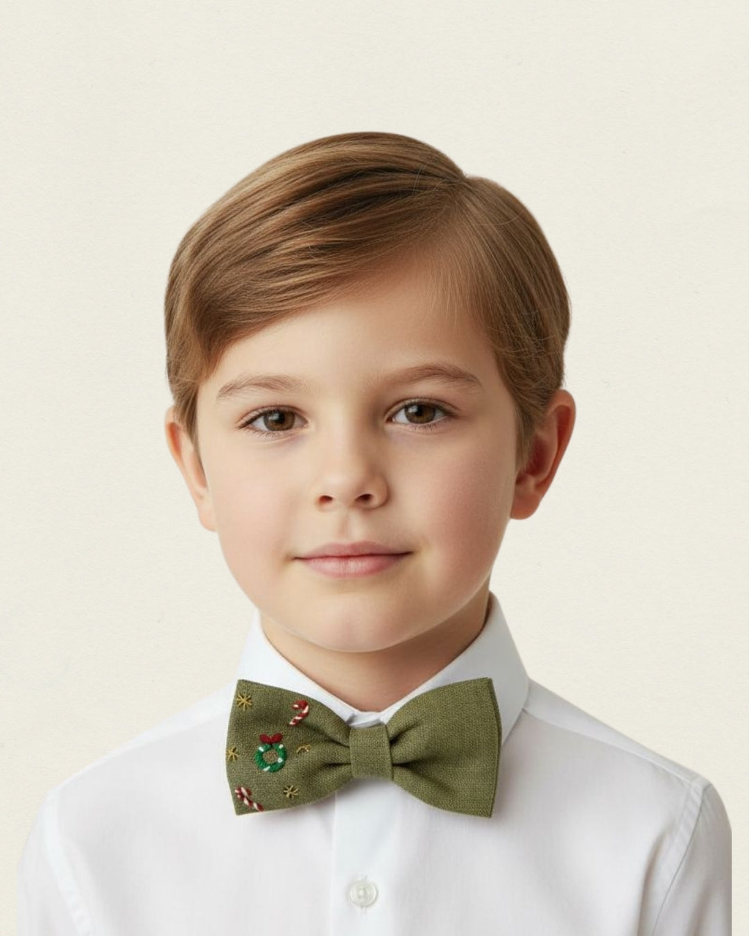 Yılbaşı Nakışlı Yeşil Çocuk Papyonu