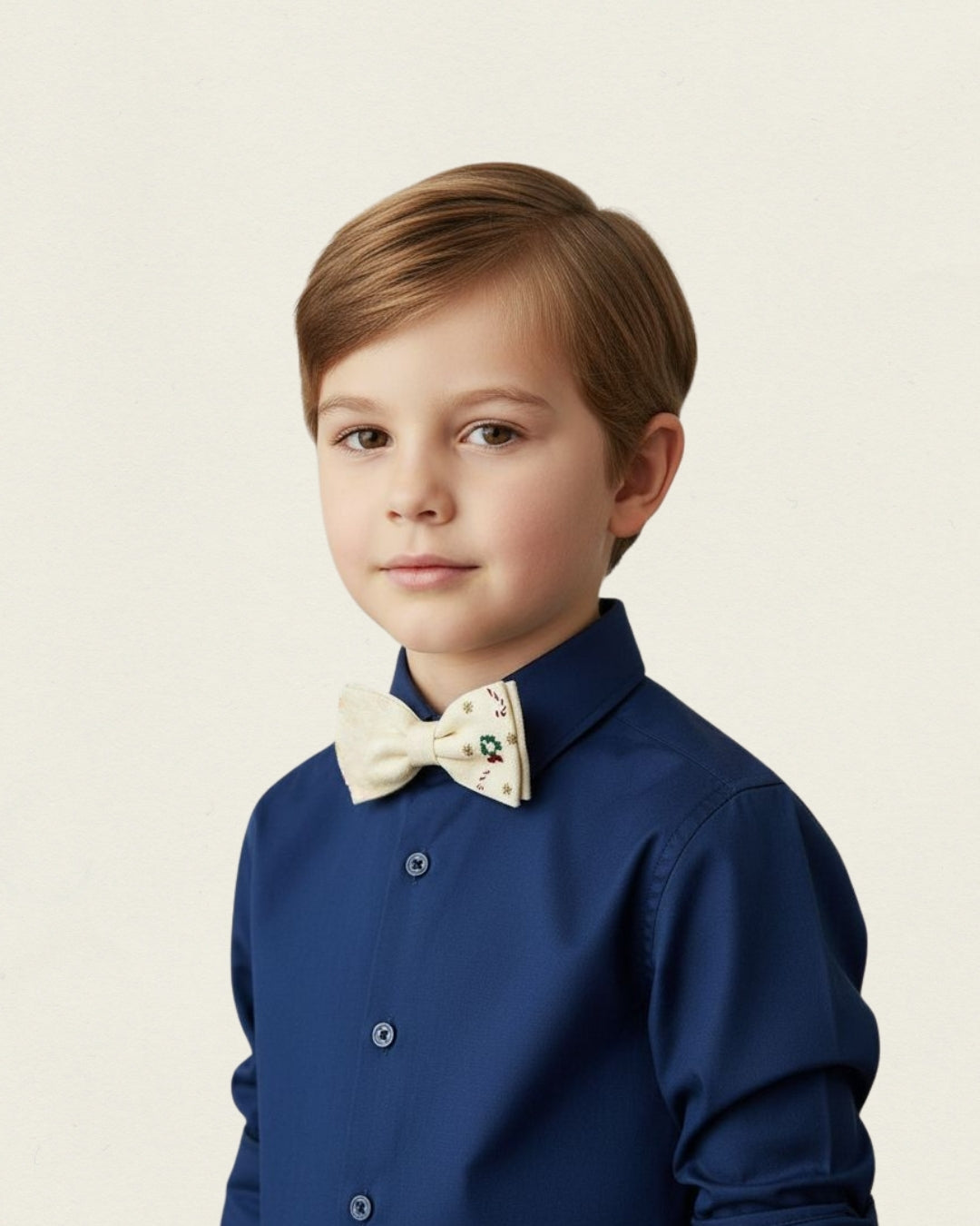 Yılbaşı Nakışlı Bej Çocuk Papyonu