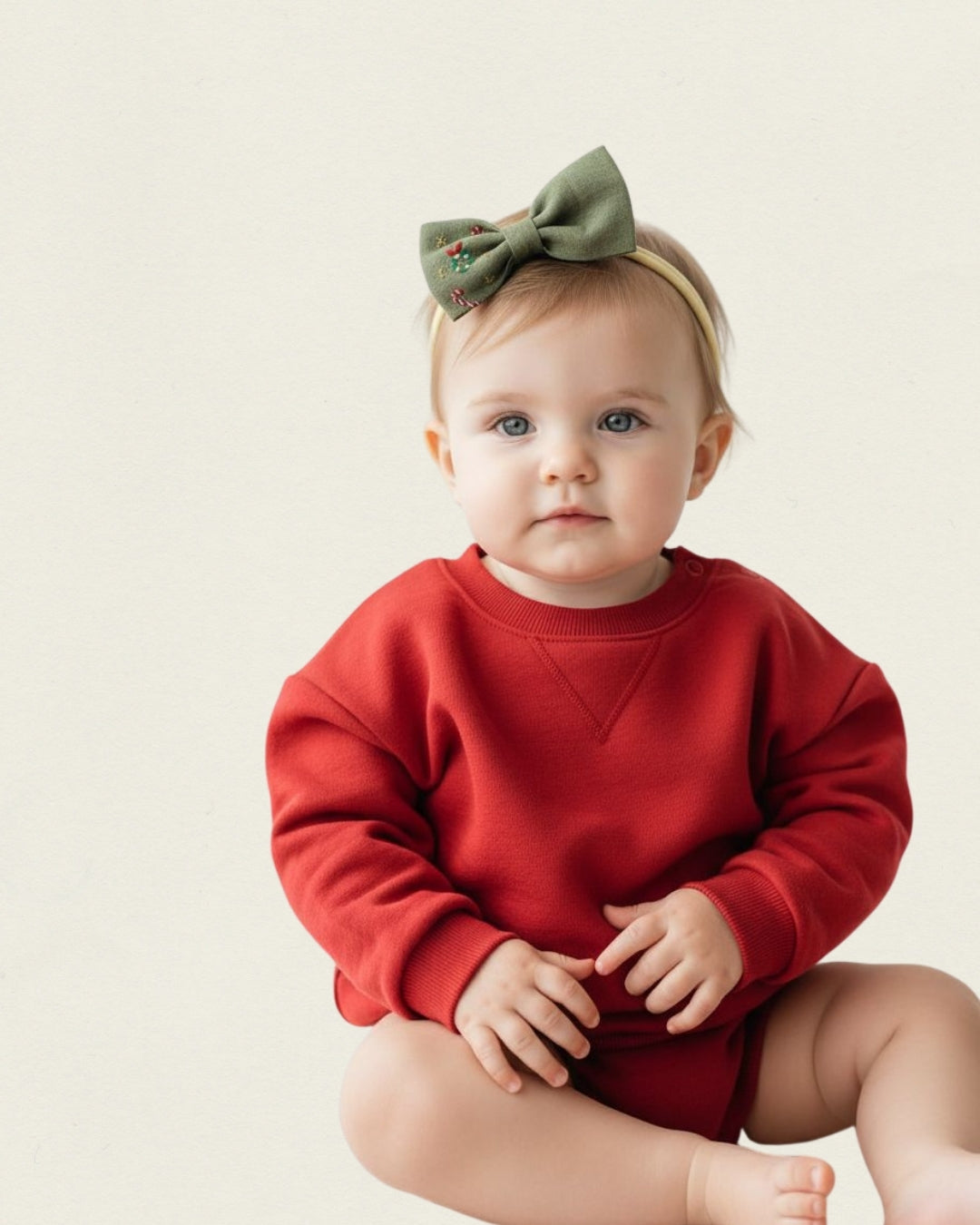 Yılbaşı Nakışlı Yeşil Bebek Bandı