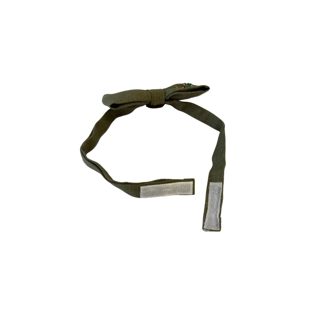 Yılbaşı Nakışlı Yeşil Çocuk Papyonu