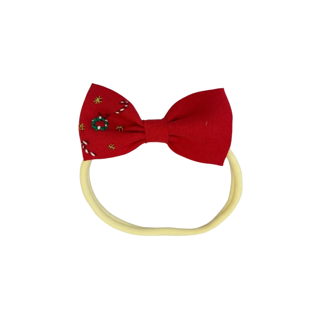 Yılbaşı Nakışlı Kırmızı Bebek Bandı