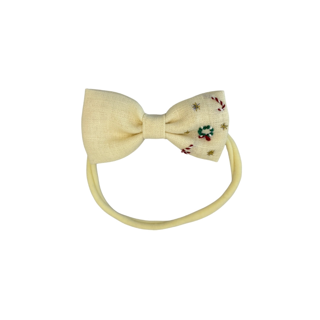Yılbaşı Nakışlı Bej Bebek Bandı