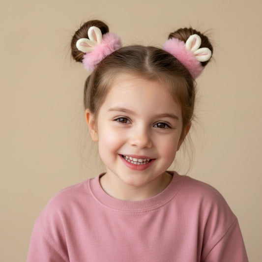 Peluş Pembe Tavşan Lastik Toka